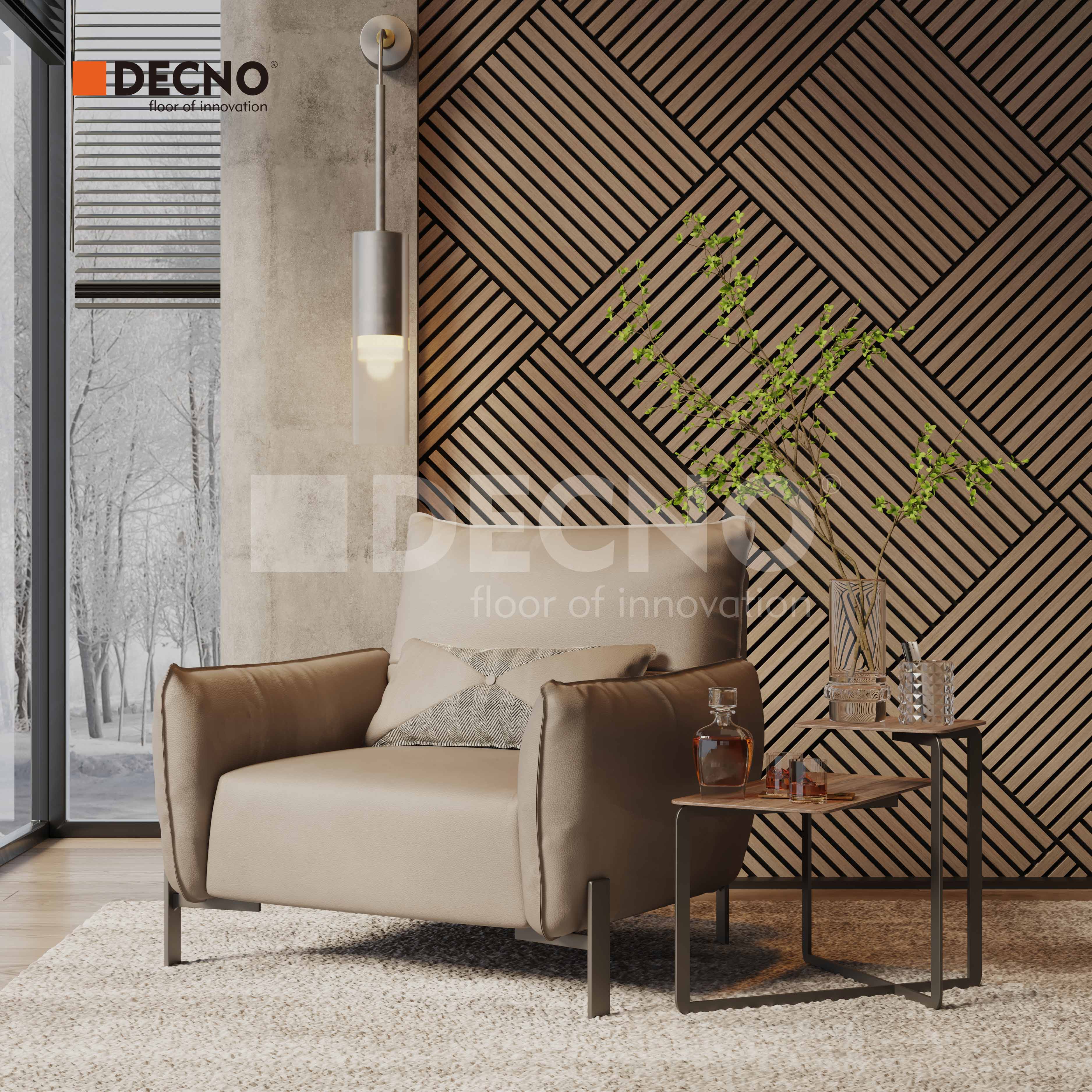 Acoustic Slat Wood Wall Panel, Black Felt | 60x60cm